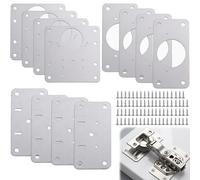 12Pcs Hinge Repair Plate with 56 Screws, Kitchen Door Hinge Repair Plate with Holes, Cabinet Hinge Repair Plate, Stainless Steel for Wood Furniture, Kitchen Hinge Repair Plate Multiple Sizes