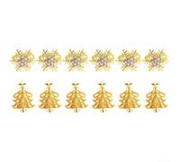 12pcs Holiday Napkin Rings Featuring Snowflake And Christmas Tree Designs For Festive Table And Event Presentation(gold)