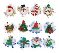 12Pcs Holiday Themed Hair Clips with Santa Claus Snowman Reindeer Snowflakes for Seasonal Parties and Everyday Festive Wear