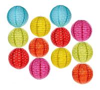 12PCS Hollow Paper Lanterns Chinese Japanese Hanging Decorative Paper Lanterns for Birthday Halloween Wedding Baby Shower Home Decor Party Decoration (Round (Without LED, Tassel and Stick))