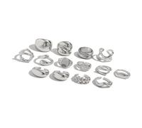 12Pcs Hollow Pearls Accented Mismatched Stackable Rings Lightweight Alloy Jewelry Anti Tarnish Bridal Jewelry Hollow Out Stackable Rings