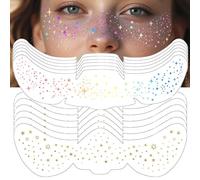 12PCS Holographic & Gold Glitter Face Tattoos, Waterproof Temporary Sparkle Freckles Stickers, Multichrome Shimmer Makeup Patches for Festival, Rave, Party for Women & Teens