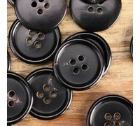 12pcs Horn Button Set for Suit Jacket Blazer Coat Light Brown Black Dark Brown Buttons 15mm - 30mm Sewing Accessories-Black-15mm (12pcs)