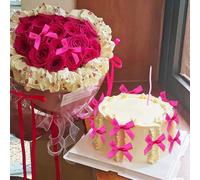 12PCS Hot Pink Bow Cake Topper Bowknot Ribbons Bow Cake Dessert Picks for Decorations Bridal Baby Shower Birthday Wedding