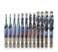 12PCS HSS Hex Shank Tap Drill Bits Set M3-M10