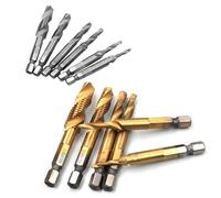12Pcs HSS Metric Combination Drill Tap Bit Set, Self-Centering Deburr Countersink for Drilling Tapping Cutting On Soft Metal Iron