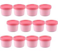 12Pcs Ice Cream Containers, Silicone Freezer Food Storage Containers with Lids, for Home Kitchen 100g (Pink)