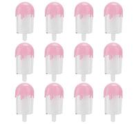 12Pcs Ice Cream Shape Candy Box Plastic Candy Case Container Wedding Party Supplies Elegant Treat Boxes with High Transparency for DIY Projects Crafts Home Decoration (Pink)