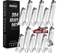 12PCS Ice Tongs Mini Sugar Tong - 2 Sizes 6 & 4 Inch Stainless Steel Small Serving Tongs, Small Kitchen Tiny Tong for Appetizers,Tea Party, Coffee Bar, Desserts (Silver)