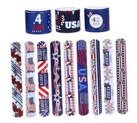 12pcs Independence Day Slap Bracelets for Fun PVC Wristbands Party Favors Easy Snap Design Celebrate with American Flag Colors Symbols