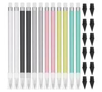 12Pcs Infinity Pencil with 12 Replacement Tips, Infinity Pen Everlasting Pencil, Replaceable Nib Inkless Pencil with Erasers, Inkless Writing Pencils for Writing,Drawing,Drafting,Students (12 Colors)