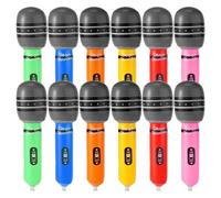 12pcs Inflatable Microphone Party Favors, 8.66x1.97in 6 Color Aluminum Film Blow Up Fake Microphone Props for Kids Karaoke Concert Themed Party Favors DJ-Props Toy Photo-Booth Decoration
