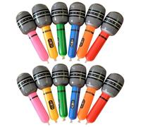 12pcs Inflatable Microphone Party Favors,9.8x2.6in 6 Color Aluminum Film Blow Up Fake Microphone Props,Blow Up Microphone,Inflatable party Props for Kids Concert Themed Party Favors Christmas Birthday