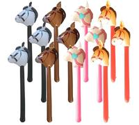 12PCS Inflatable Stick Horse 38 Inch 4 Colors PVC Blow Up Horse Balloon Stick Toy Party Supplies for Cowgirl Cowboy Birthday Halloween Carnival Themed Events