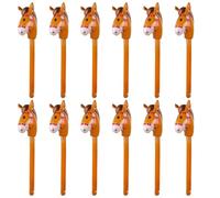 12PCS Inflatable Stick Horse,Blow Up Horse Head on Stick Pony Costume Western Cowboy Cowgirl Baby Shower Birthday Party Decorations Halloween Supplies Favors Props, 38 Inches (Brown)