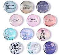 12PCS Inspirational Magnets for Fridge Glass Refrigerator Magnet Fridge Sticker Motivational Quote Refrigerator Magnets Decorative Supplies for Kids Kitchen School Office (Inspirational Quotes)
