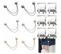 12Pcs Invisible Pant Leg Clips,Plastic Transparent Trouser Clip,Trouser Hem Clips with 6 Magnetic Fastening Chains,Discreet Clothing Fasteners,Cuff Clip for Long Trousers,Easy Installation,Daily Wear