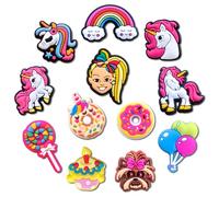 12PCS JòJò Shoe Charms Decoration for Croc Clog Sandals, JòJò Siwa Charms Accessories for Kids Girls Party Favor, Polyvinyl Chloride, No Gemstone