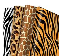 12pcs Jungle Animal Print Wrapping Paper Sheets,68x50cmLeopard Giraffe Tiger Zebra Gift Wrapping Paper,Recyclable Animals Birthday Wrapper for kids Adults Jungle Safari Party Gift Wrap Boxes Décor