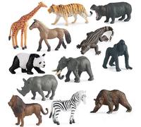 12pcs Jungle Zoo Animals Figurines,Safari Animals Figure,Realistic Wild Zoo Animals Figurines,Mini Animal Cake Toppers,Woodland Animal,Jungle Animals,Party Decorations, Home Decorations