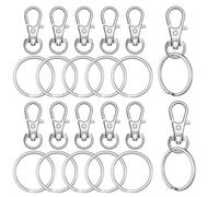12Pcs Keyring Clip Set - Silver Metal Keychain Clips with Key Rings, Swivel Lobster Clasps for DIY Crafts, Lanyards, Bag Charms, Keychains, Durable Snap Hooks for Accessories & Craft Projects
