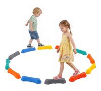 12PCS Kids Balance Beam with Non-Slip Socks,Stepping Stones for Toddler | Kids Balance Beam with Steppig Stones,Gym Obstacle Course Toy for 3+,Colorful Sensory Play Set,Indoor & Outdoor Activities