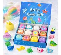12PCS Kids Bath Bombs Gift Set with Ocean Toy Inside, Colorful Bubble Natural Fizzy Splash Surprise Bath Bombs with Toys Inside for Children, Surprise Animal Toys for Gifts