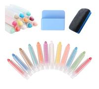 12Pcs Kids Dustless Colored Chalk with Magnetic Holder and Blackboard Eraser for Toddlers