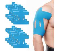 12Pcs Kinesiology Tape for Shoulder, Precut Sports Physio K Tape Support Elastic Waterproof Pre-Cut Athletic Strips Athletic Sticker Patch for Long-Lasting Support Physical Relaxation (Blue)