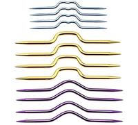 12Pcs Knitting Cable Needle Twist Curved Crooked Needle Hand Knit Needles Mixed Color Aluminum Yarn Stitch Holders Cable Knitting Needles for Sweater Knitting Tool