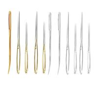 12PCS Knitting Needles Set (6 Gold + 6 Silver), Darning Needles for Wool, Large Eye Sewing Needles for Wool, Wool Needles for Sewing Up Knitting, Hand Sewing Needles for DIY Crafts