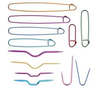 12pcs Knitting Stitch Holders and Cable Needles Set, Multi-Color Aluminum Stitch Holder with Bent Needles Knitting Tool Accessories for Sewing Weaving Sweaters Yarn Crafts