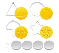 12PCS Korean Sugar Candy Making Tools, Stainless Steel Cookie Cutters with Box Needle, Squid Candy Game Chocolate Molds Christmas Cookie Cutters Umbrella Triangle Star Round Pentagram