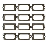 12Pcs Label Holders, Drawer Label, Tag Name Card Holder, Antique Bronze Metal Tag Frame, Iron Tag Frame, Vintage Card Tag Holder, Cabinet Drawer Tag Holders Office Card Frame Labels Holders