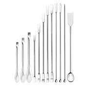12Pcs Laboratory Spatula Reagent Spoon with Fine Handle 304 Stainless Steel Sampling Scoop for Pharmaceutical Laboratories