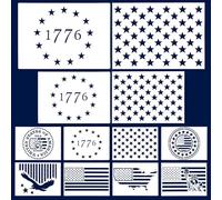 12Pcs Large American Flag & Map Stencil Set - Reusable Templates for Painting, Airbrush Spraying on Wood, Window, Cookie, Paper Crafts DIY Decor (America Flag)
