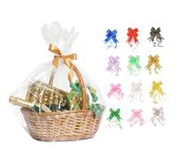 12pcs Large Cellophane Bags for Hampers with 12pcs Pull Bows,19.7 x 27.5Inch Clear Cellophane Gift Bags For Hamper Making Christmas Easter Valentine's Day Gift Baskets (Clear1, 50 * 70CM)