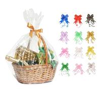 12pcs Large Cellophane Bags for Hampers with 12pcs Pull Bows,23.6 x 35.4Inch Clear Cellophane Gift Bags For Hamper Making Christmas Easter Valentine's Day Gift Baskets (Clear2, 60 * 90CM)