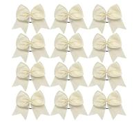 12PCS Large Cheer Bows Solid Elastic Handmade Hairbow For School College Cheerleading Girls Teens Headwear Hair Accessories For Holiday(Beige)