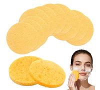 12PCS Large Facial Sponges Soft Natural Wood Pulp Cotton Compressed Face Cleansing Sponges Expandable and Reusable Face Sponge Cleansing for Daily Skin Care Deep Cleaning Makeup Removal(Yellow, 80mm)