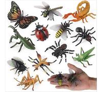 12Pcs Large Realistic Insect Toys Figures, Plastic Bugs Figurines Set, Realistic Insects Toy for Kid, Ladybug, Bee, Butterfly, Assorted Insect Bugs...