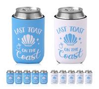12pcs Last Toast On The Coast Bachelorette Cups Party Can Sleeves, Beer Can Cooler Sleeves Bachelorette Party Decoration Accessories Beach Party Favors for Bride Bridesmaid Gifts Wedding