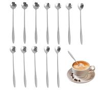 12Pcs Latte Spoons, 7-Inch Long Handle Tea Spoons, Drink Stirring Spoon, Stainless Steel Espresso, Coffee, Milkshake & Dessert Spoons, Elegant Stir Sticks with Ergonomic Grip, for Bar, Home, Use