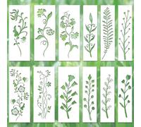 12pcs Leaf Vine Stencils, Reusable Spring Drawing Templates Floral Flower & Leaf Vine Stencil for Home Decor Wall Art DIY Craft Painting on Walls
