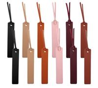 12pcs Leather Bookmarks, Retro Design Bookmarks Charm with Tassel Handmade Stitched Book Accessories Page Markers Ideal Gifts for Book Lovers Readers Writers Students (Colour 1)