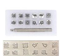 12Pcs Leather Embossing Tools Different Shape Stamps Set Saddle Making DIY Punch Embossing Beveler Tools Kit(#3)