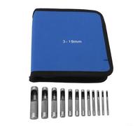 12PCS Leather Hollow Punch Set for Belt Watch Band Gaskets with Multiple Hole Diameters Made from Carbon Steel (3-19mm)