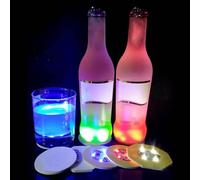 12Pcs LED Coaster, Light Up Coasters LED Bottle Lights Sticker Discs Light Up for Drinks Flash Cups for Champagne, Party, Bar