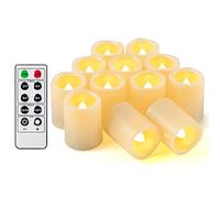 12PCS Led Flickering Flameless Votive Tea Lights Candles with Remote Control Battery Operated Set/Electric Outdoor Tealights Timer Candle for Christmas,Xmas Decorations (Batteries Included) 200Hours