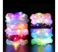 12PCS LED Scrunchies, Led Glow Hair Bands with Premium Gift Bag, Light Up Hair Scrunchy for Women, Colorful Meteor Yarn Hair Tie 3 Light Modes, Glow in the Dark Hair Accessories for Neon Glow Party